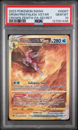 POKEMON SWORD & SHIELD CROWN ZENITH FULL ART/ORIGIN FORME PALKIA VSTAR PSA 10 - Image 1