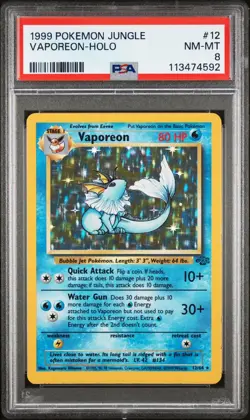 1999 POKEMON JUNGLE #12 VAPOREON-HOLO PSA 8 - Image 1