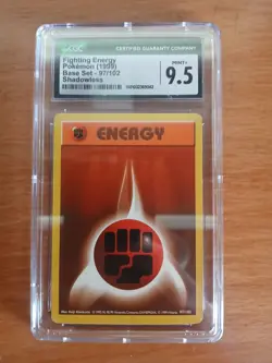 1999 Pokemon Shadowless Base Set Fighting Energy 97/102 Cgc 9.5 Mint+ Vintage - Image 1