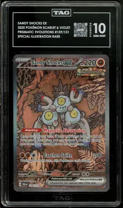 2025 Pokemon TAG 10 GEM MINT Sandy Shocks ex SIR 159/131 Prismatic Evolutions - Image 1