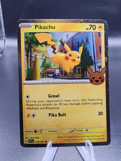 Pikachu 2024 Trick Or Trade Halloween Stamp Pokemon TCG Cosmos Holo Rare 018/091 - Image 1