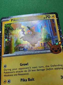 Pikachu 2024 Trick Or Trade Halloween Stamp Pokemon TCG Cosmos Holo Rare 018/091 - Image 3