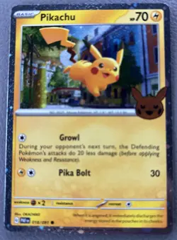 Pikachu 018/091 Sv02: Paldean Fates Cosmos Holo Trick Or Trade Pokemon Nm - Image 1