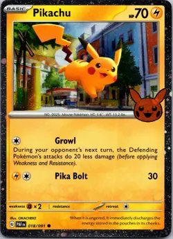 Pikachu Cosmos Holo 018/091 Trick or Trade BOOster 2024 Pokemon TCG Holo Rare NM - Image 1