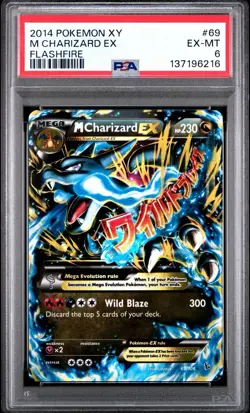 2014 Pokemon XY FlashFire #69 M Charizard EX PSA 6 - Image 1