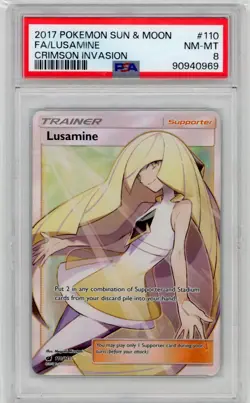 Lusamine 2017 Pokemon Sun & Moon Full Art Crimson Invasion #110 PSA 8 - Image 1