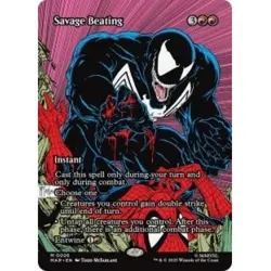 PRESALE SAVAGE BEATING (BORDERLESS) Marvel's Spider-man: Marvel Universe MTG - Image 1