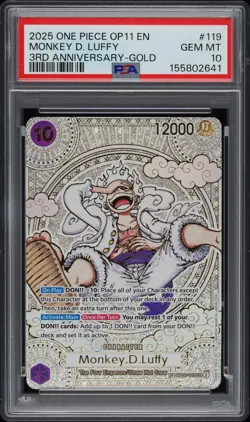 2025 ONE PIECE OP11-A FIST OF DIVINE SPEED #119 MONKEY D. LUFFY PSA 10 - Image 1