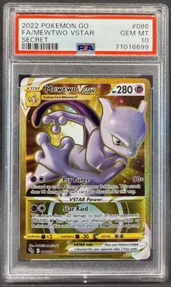 Mewtwo VSTAR Secret Rare 086/078 PSA 10 GEM MINT 2022 Pokemon Go Card - Image 1