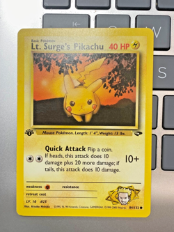 Pokemon TCG Gym Challenge Lt. Surge's Pikachu Card 84/132 1st Edition LP/NM - Image 1