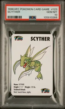 1998 KFC POKEMON CARD GAME #123 SCYTHER PSA 10 - Image 1