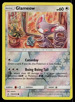 Pokemon Card Unbroken Bonds Glameow 159/214 Common Reverse Holo - Image 1