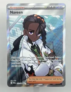 Pokemon Naveen Trainer Supporter 122/088 POBM Full Art Holo English Card - Image 1