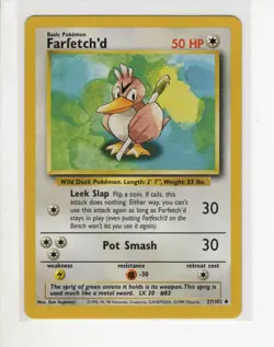 BASE SET FARFETCH'D POKEMON CARD 27/102 LP - Image 1