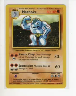 BASE SET MACHOKE POKEMON CARD 34/102 LP - Image 1