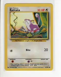 BASE SET RATTATA POKEMON CARD 61/102 LP - Image 1