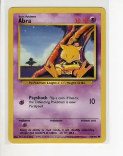 BASE SET ABRA POKEMON CARD 43/102 LP - Image 1