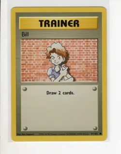 BASE SET BILL TRAINER POKEMON CARD 91/102 LP - Image 1