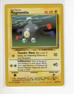 BASE SET MAGNEMITE POKEMON CARD 53/102 LP - Image 1