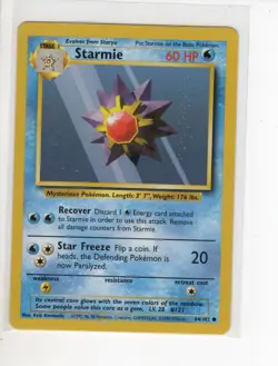 STARMIE BASE SET POKEMON CARD 64/102 EX/NM - Image 1