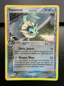 2005 VAPOREON Pokemon Card #18 18/113 Delta Species HOLO MP - Image 2