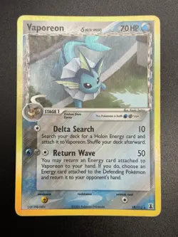 2005 VAPOREON Pokemon Card #18 18/113 Delta Species HOLO MP - Image 3