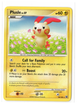 Plusle 28/100 - Non-Holo Rare Majestic Dawn Pokemon 2008 Card LP - Image 1