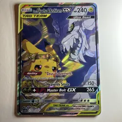 Pikachu & Reshiram Tag Team GX FAN ART CUSTOM Holo Pokemon Card - Image 1