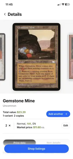 Magic: The Gathering Gemstone Mine Weatherlight Land Card Lot 2x English 1997 - Image 3