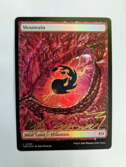 MTG FOIL Mountain SIGNED IN GOLD BY RON SPENCER - Image 1