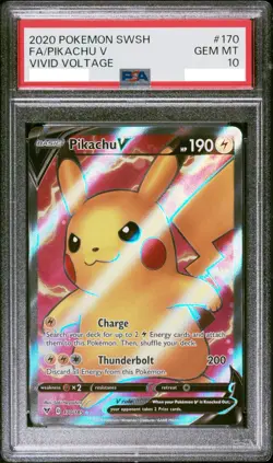 2020 POKEMON SWORD & SHIELD VIVID VOLTAGE #170 FULL ART/PIKACHU V PSA 10 - Image 1