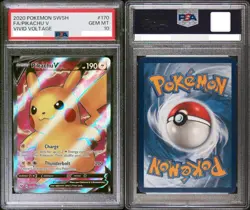 2020 POKEMON SWORD & SHIELD VIVID VOLTAGE #170 FULL ART/PIKACHU V PSA 10 - Image 3