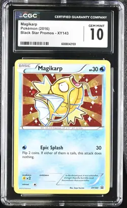 CGC 10 GEM MINT Magikarp 2016 Black Star Promos XY143 Holo Pokemon Card - Image 1
