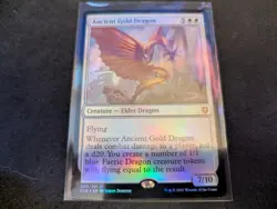 MTG Magic the Gathering FOIL Ancient Gold Dragon CLB! - Image 1