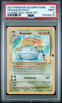 GRADED PSA 9 2021 Pokemon Celebrations Venusaur-Holo Classic Coll-Base Set #15 - Image 1