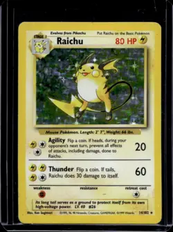 1999 Pokemon Unlimited Raichu Holo #14/102 - Image 1