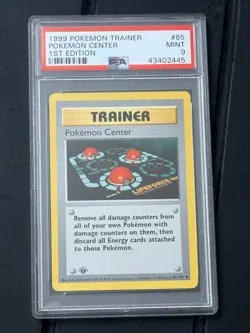 PSA 9 1999 ENGLISH 1ST EDITION BASE POKEMON CENTER - Image 1