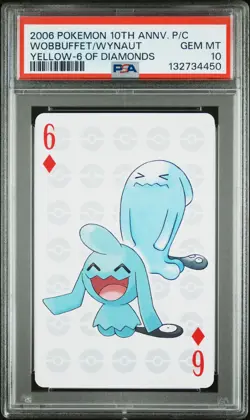 2006 POKEMON CENTER 10TH ANV PLAYING CARDS YELLOW DECK WOBBUFFET/WYNAUT PSA 10 - Image 1