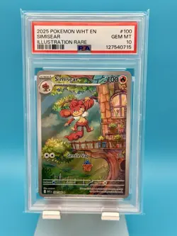 2025 POKEMON WHT EN-WHITE FLARE ILLUSTRATION RARE #100 SIMISEAR PSA 10 Low Pop - Image 1