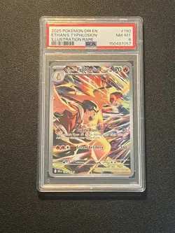 2025 POKEMON DRI EN-DESTINED RIVALS #190 ETHAN'S TYPHLOSION ILLUSTRATION PSA 8 - Image 1