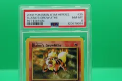 2000 Pokemon Gym Heroes Blaine's Growlithe 1st Edition #35 PSA 8 - Image 3