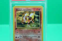 2000 Pokemon Gym Heroes Blaine's Growlithe 1st Edition #35 PSA 8 - Image 4