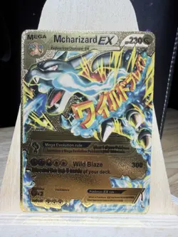 Mega Charizard EX Gold Metal Pokemon Card – HP 230 – Wild Blaze 300 - Image 1