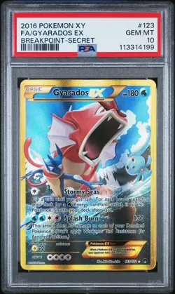 2016 POKEMON XY BREAKPOINT SECRET #123 FULL ART/GYARADOS EX PSA 10 - Image 1