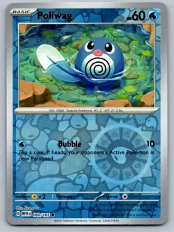Poliwag 060/165 Common 151 Pokemon Reverse Holo Near Mint - Image 1