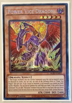 Yugioh! 1x Power Vice Dragon BLZD-EN002 Secret Rare 1st Ed NM - Image 1