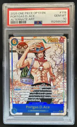 2025 One Piece Portgas D. Ace Secret Rare Alt Art Alternative #OP13-119 PSA 10 - Image 1