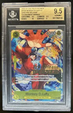 2022-23 One Piece Pre-Release Tournament Winner Monkey D Luffy #P-036 BGS 9.5 - Image 1