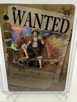 One Piece WANTED Monkey D. Luffy Chinese GOLD SSR OP-5M01-037 - Image 2