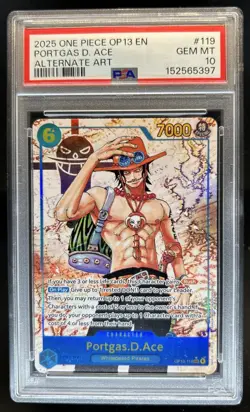 2025 One Piece Portgas D. Ace Secret Rare Alt Art Alternative #OP13-119 PSA 10 - Image 1